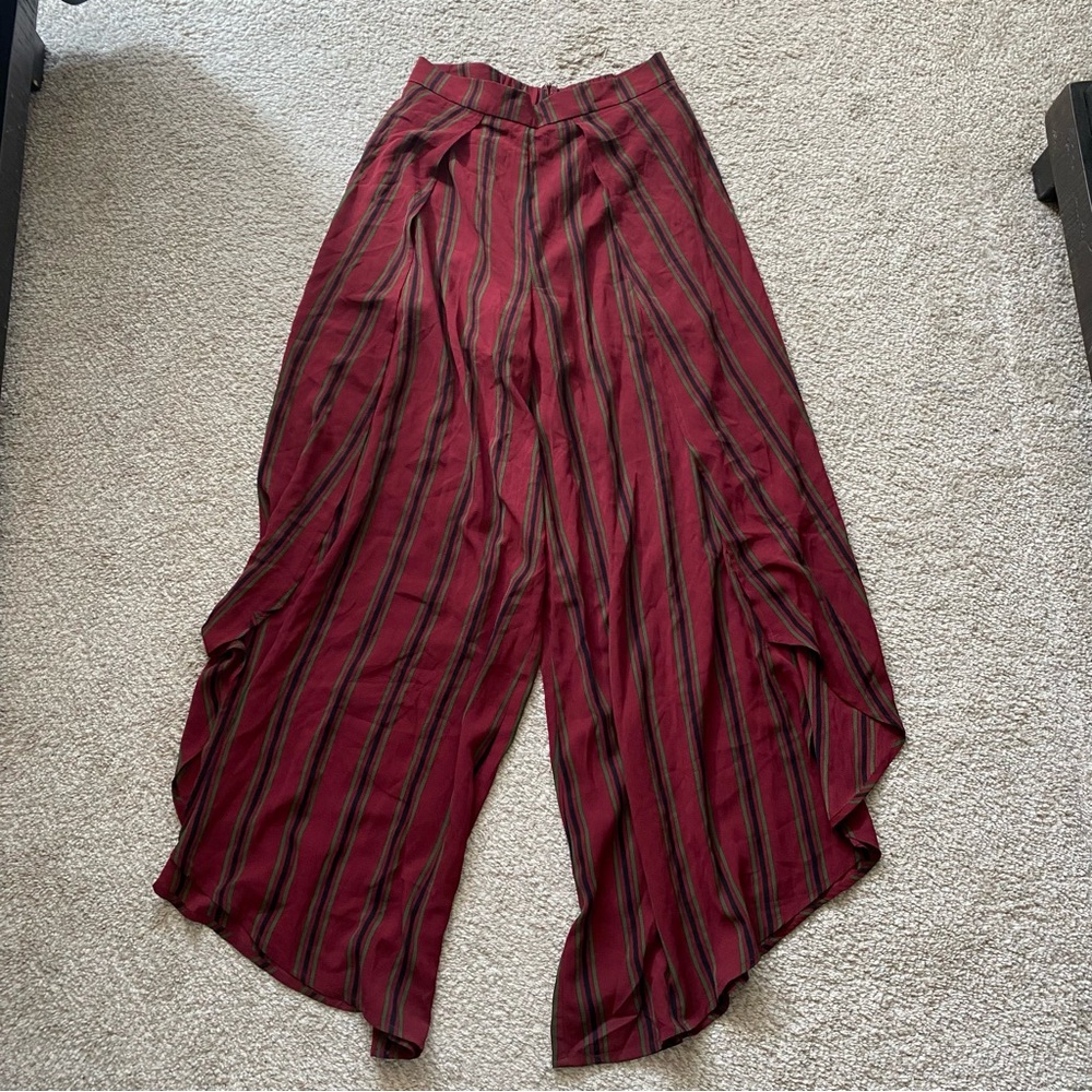Elevenses Burgundy Striped Wide Leg Pants